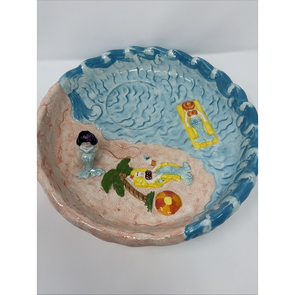 Vintage Mermaids Ceramic Chip& Dip Set 2 Pc Cardinal Inc HandPainted Rare - Picture 2 of 14